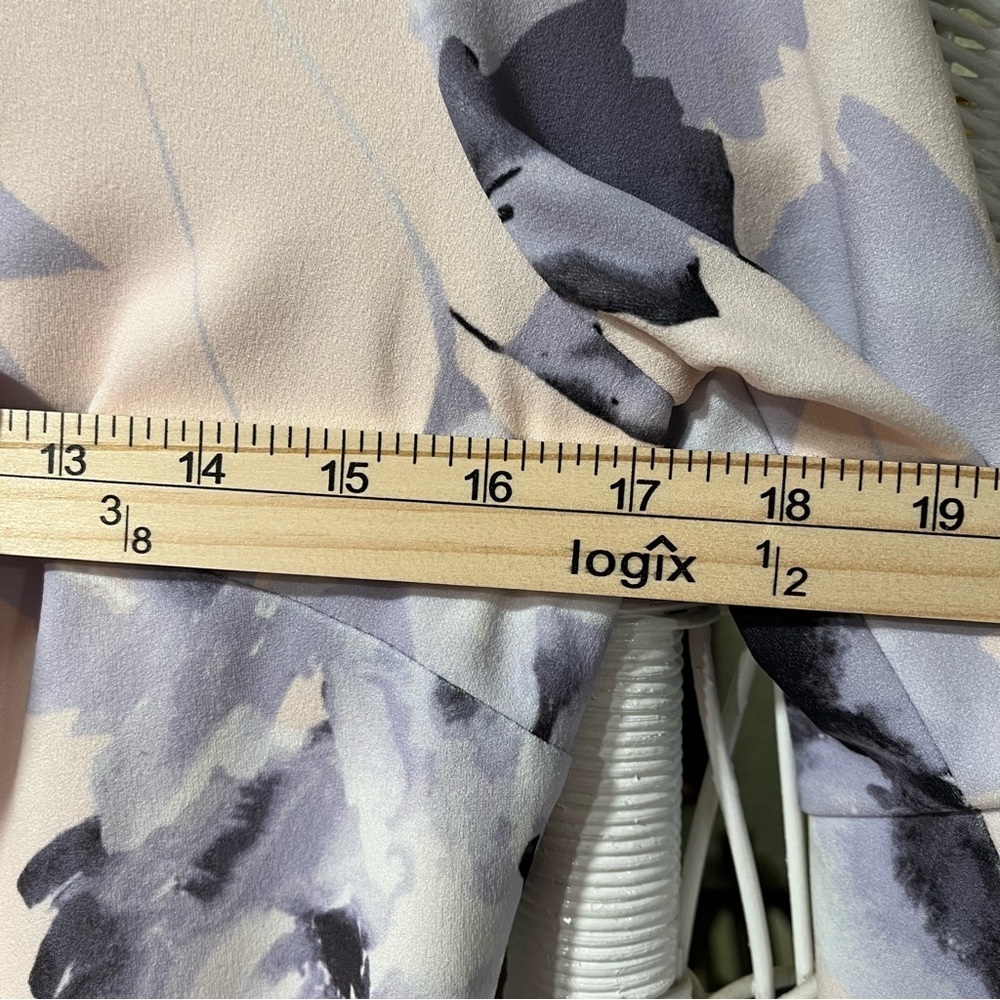 CALVIN KLEIN Sheath Dress Size‎ 4 Bell Sleeve Crepe FLORAL Pastel Knee Length - Picture 12 of 14